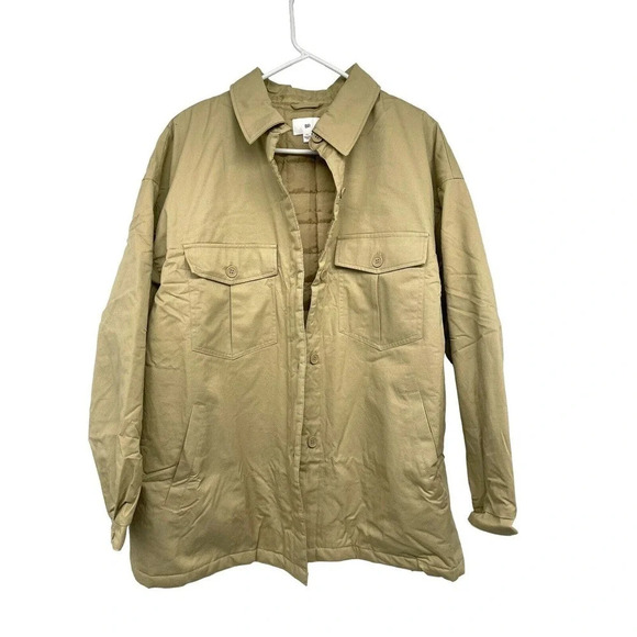 Bp. Women's Shacket Shirt Jacket Quilted with Pockets Button Front Size XL Tan - Picture 3 of 13